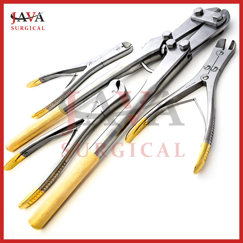 4 PIN & WIRE Cutter Set TC Jaw Orthopedic Surgical Pliers Veterinary